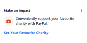 Screenshot of what you would see when selecting a favourite charity
