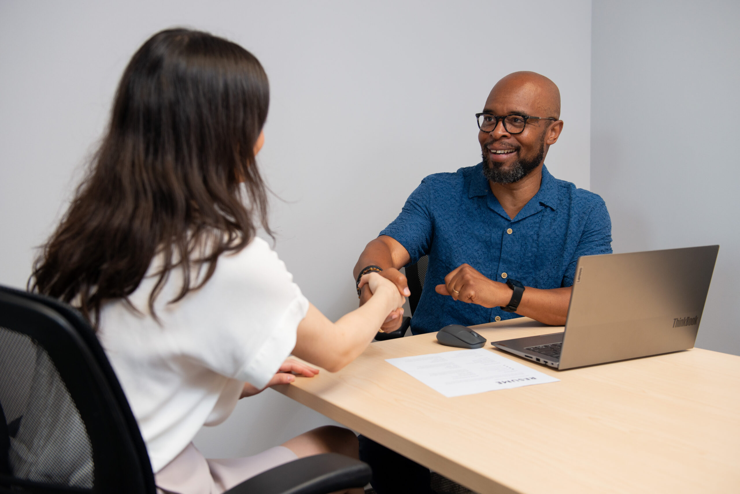 Young woman meets with a recruiter during a job interview