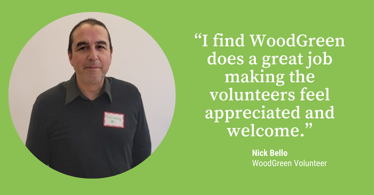 a man in a green sweater is pictured next to a quote about being a volunteer