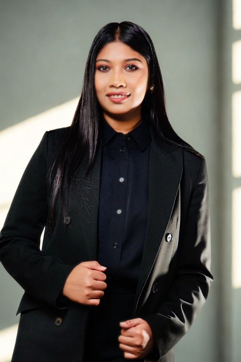 Nayab in a professional black blazer and shirt